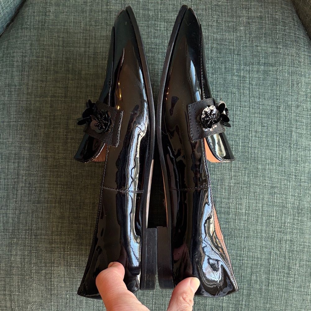 kate spade Cleo floral Black Patent Floral-Embellished Pointed Loafers Women’s 8 - Picture 7 of 14